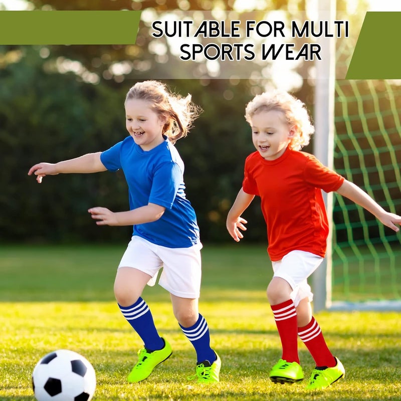 Zando 4 Pairs Toddler Soccer Socks Boys Baseball Black Knee High Sport Girls Long Cotton Socks Blue 2/Black 2 6-9 Years - Image 5